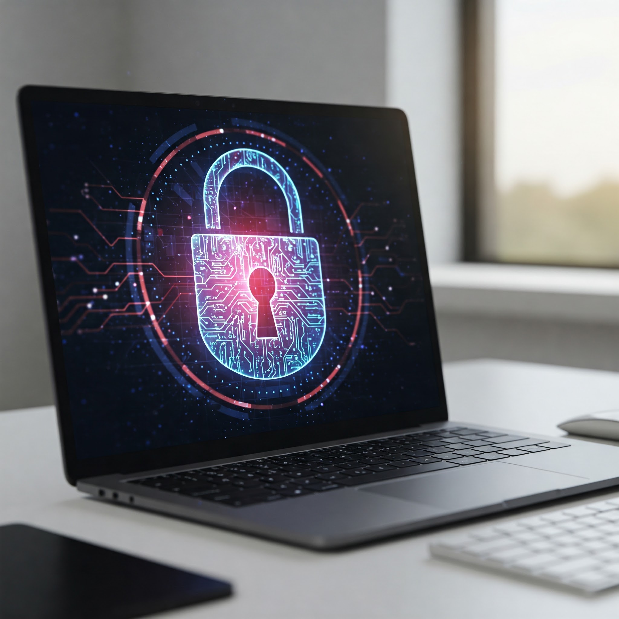 Gestione password aziendali sicura su laptop con lucchetto digitale